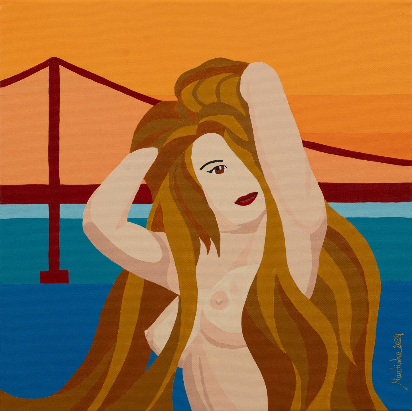 Woman next to river