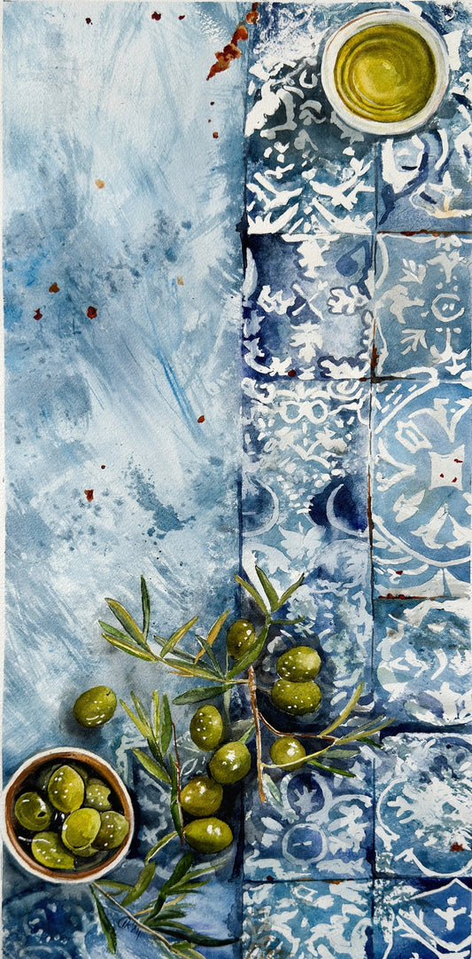 Portuguese Harvest on Azulejo Time – Olives and Olive Oil
