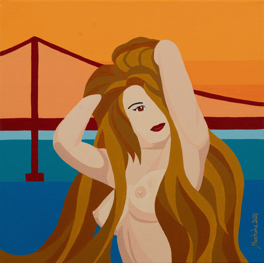 Woman next to river