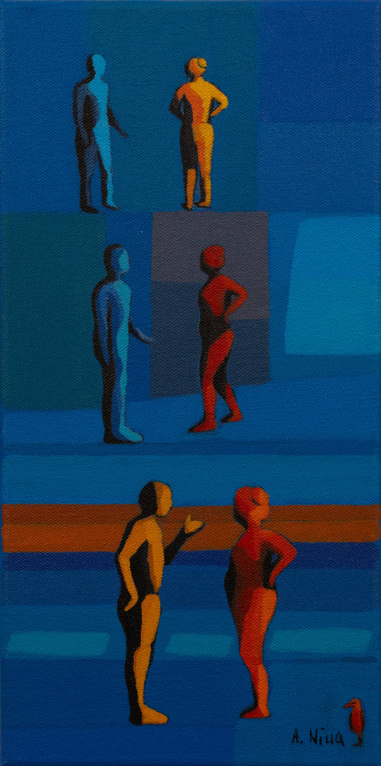 Conversation in blue environment